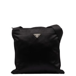 Prada Triangle Plate Tessuto Shoulder Bag Black Nylon Women's PRADA