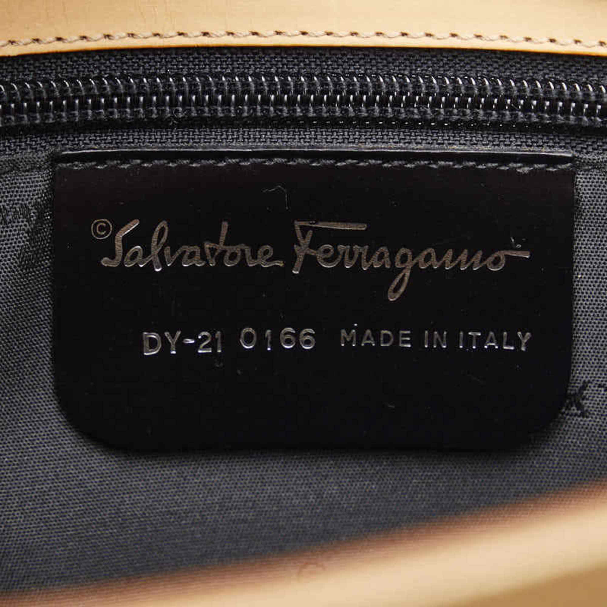 Salvatore Ferragamo Gancini Handbag Shoulder Bag Brown Natural Leather Women's