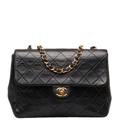 Chanel Matelasse 20 Coco Mark Single Flap Chain Shoulder Bag Black Lambskin Women's CHANEL