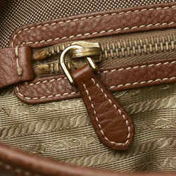 Prada Jacquard Handbag Shoulder Bag Brown Canvas Leather Women's PRADA