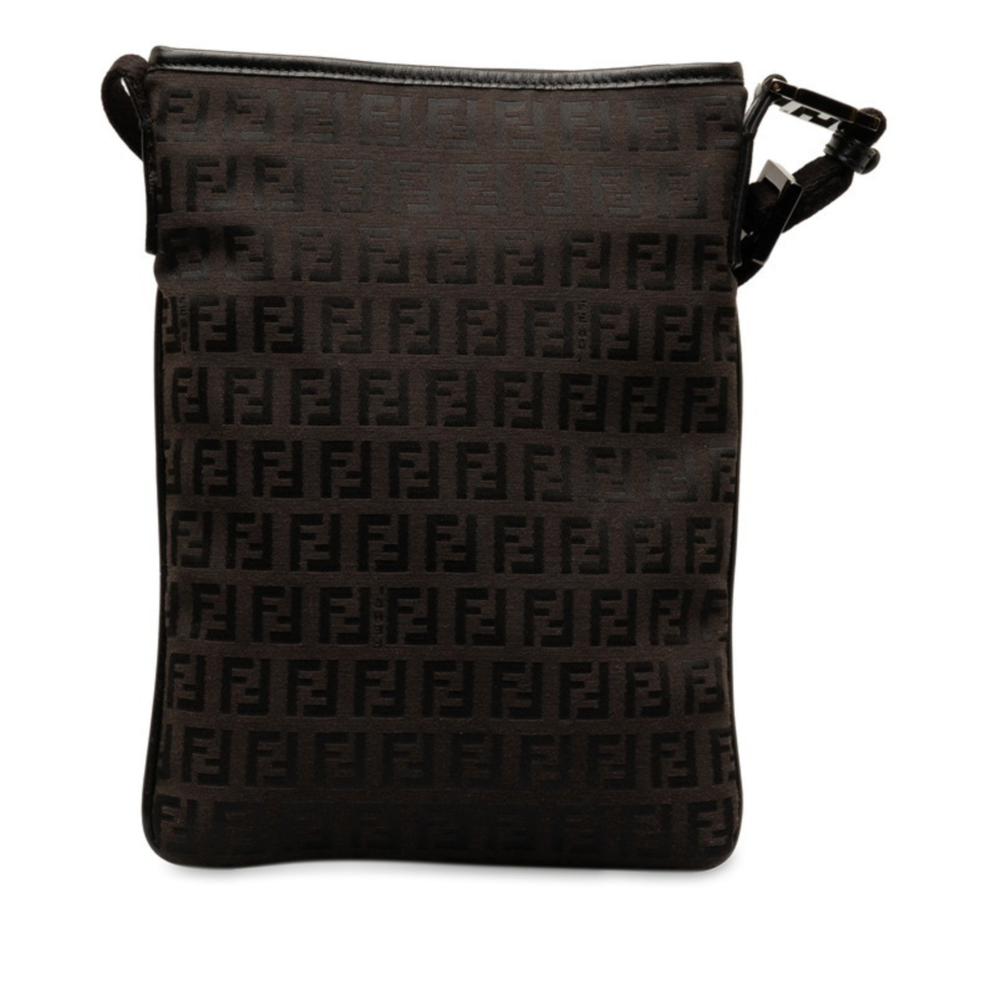 FENDI Zucchino Shoulder Bag 8BT079 Brown Canvas Leather Women's