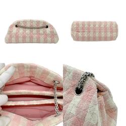 CHANEL Shoulder Bag Handbag Pile Pink x White Women's z0569