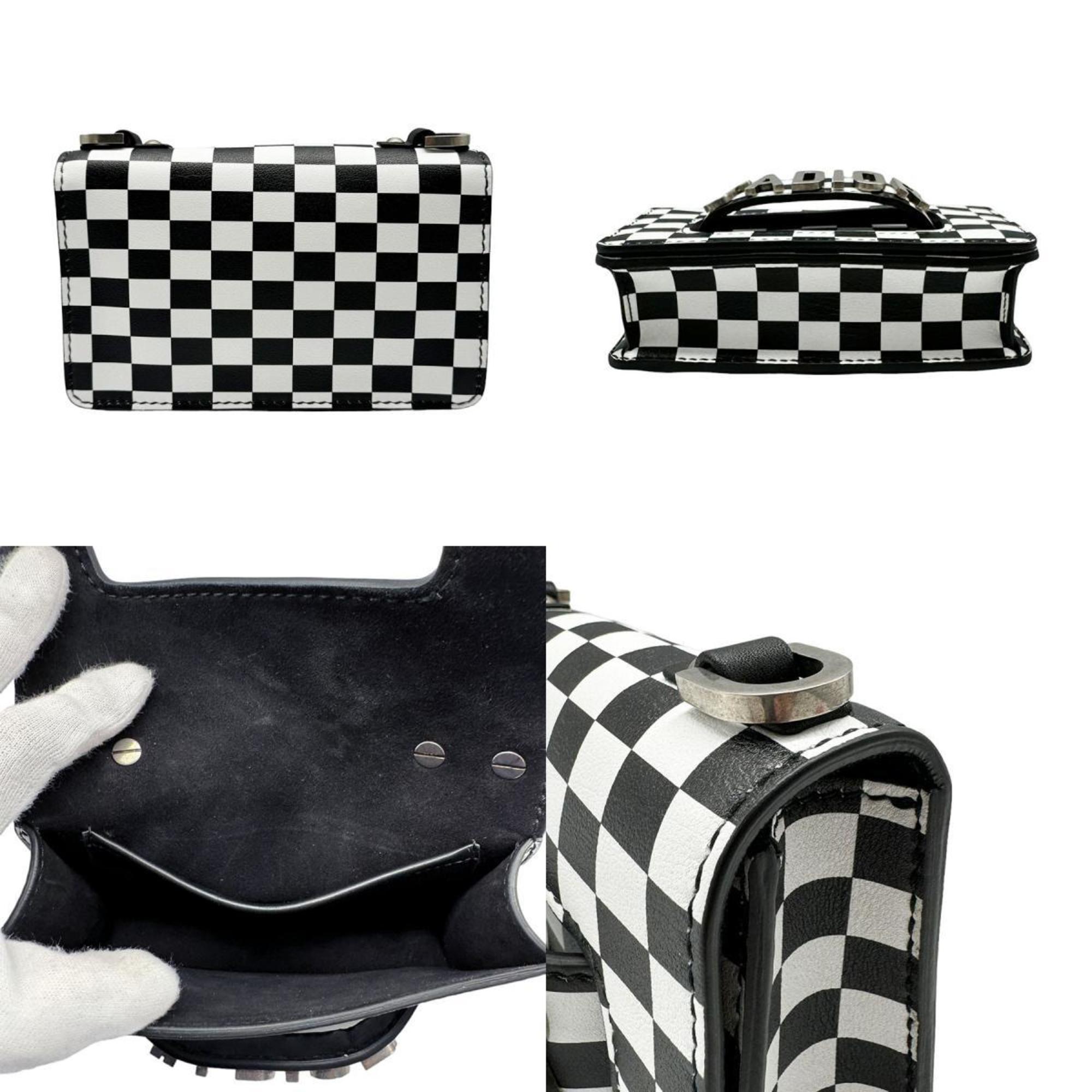 Christian Dior Shoulder Bag JA DIOR Leather Black x White Women's z0455