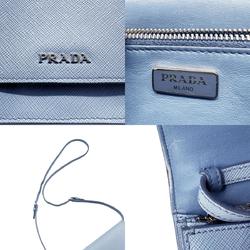 PRADA Shoulder Bag Wallet Leather Light Blue Women's z0437
