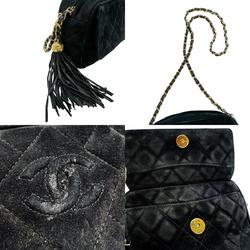 CHANEL Shoulder Bag Suede Black Women's z0571