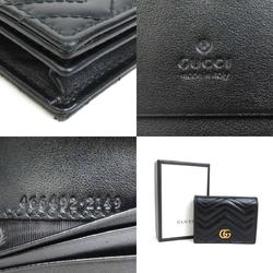 GUCCI Tri-fold Wallet GG Marmont Leather Black Unisex 466492 r10009a