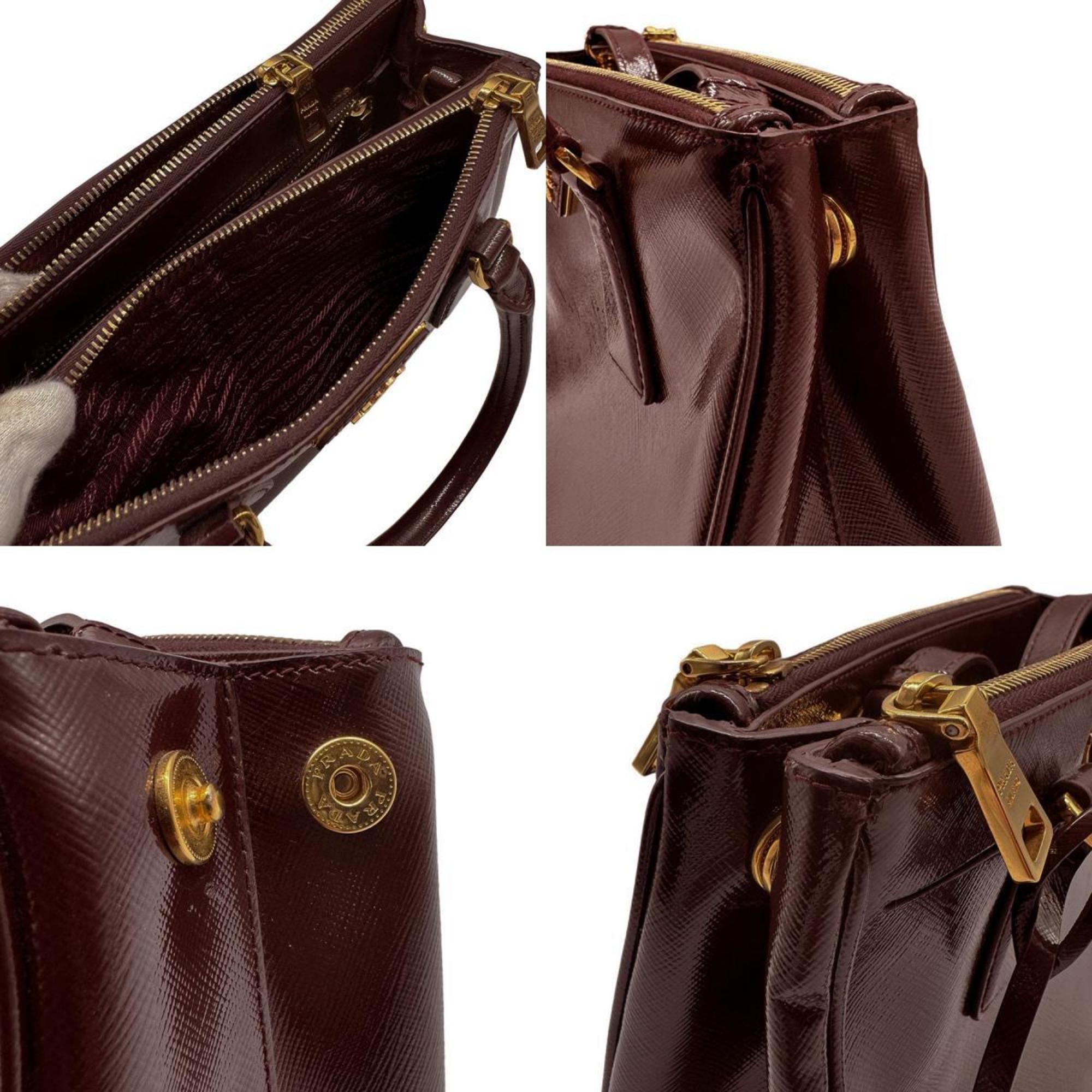 PRADA Handbag Shoulder Bag Patent Leather Bordeaux Women's BN2316 z0452