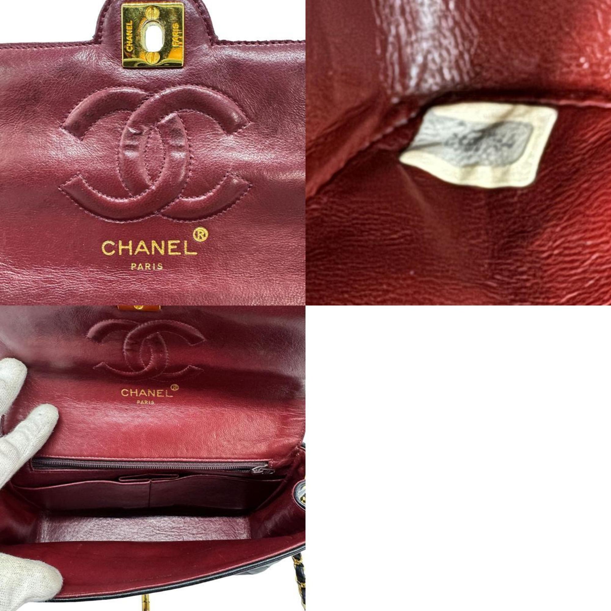 CHANEL Shoulder Bag Matelasse Leather/Metal Black/Gold Women's z0570