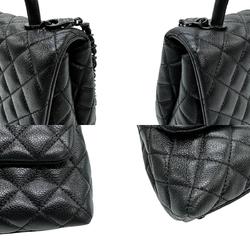 CHANEL Handbag Shoulder Bag Matelasse Coco Handle Caviar Leather/Metal Black Women's z0562