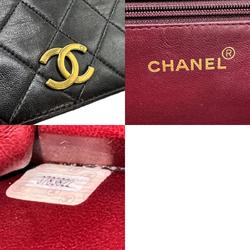 CHANEL Shoulder Bag Chain Matelasse Leather/Metal Black/Gold Women's z0609