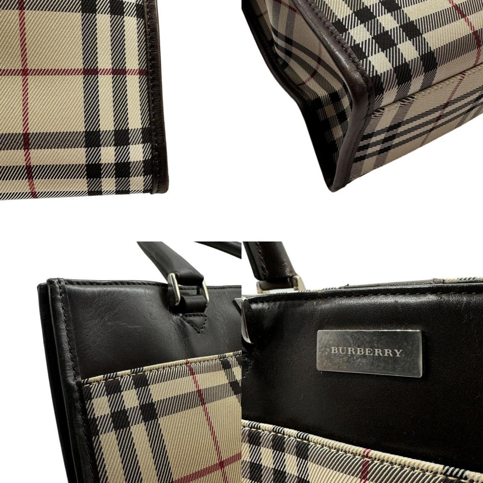 Burberry Handbag Canvas/Leather Brown x Beige Unisex z0466
