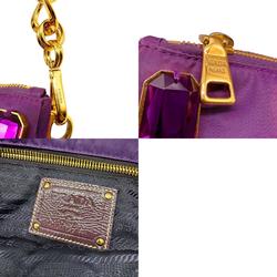 PRADA Shoulder Bag Beads Nylon/Metal Purple/Gold Women's z0494