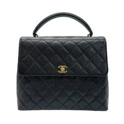 CHANEL Handbag Matelasse Caviar Skin Leather Black Women's z0686