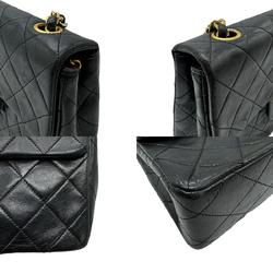CHANEL Shoulder Bag Chain Matelasse Leather/Metal Black/Gold Women's z0639