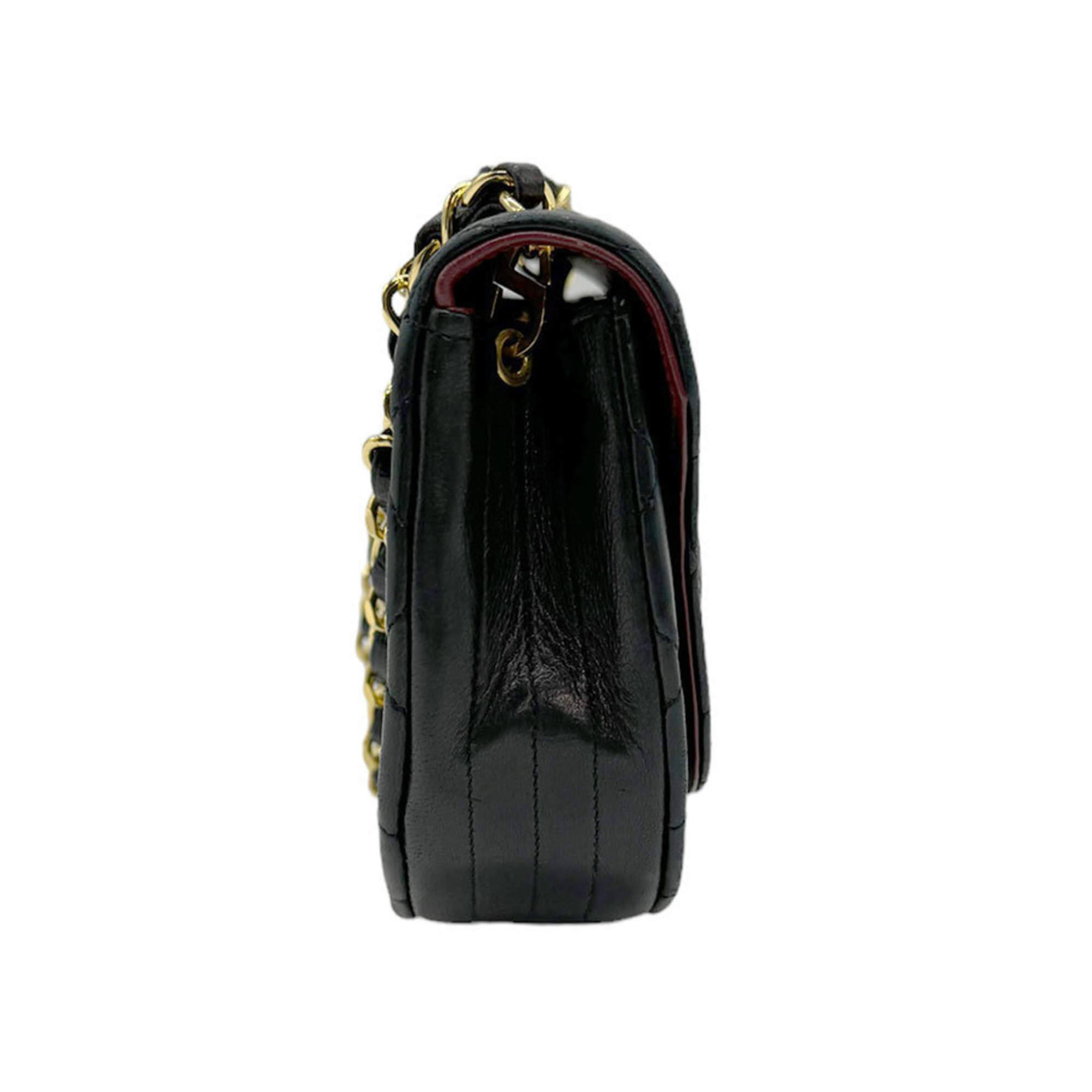 CHANEL Shoulder Bag Matelasse Leather/Metal Black/Gold Women's z0602