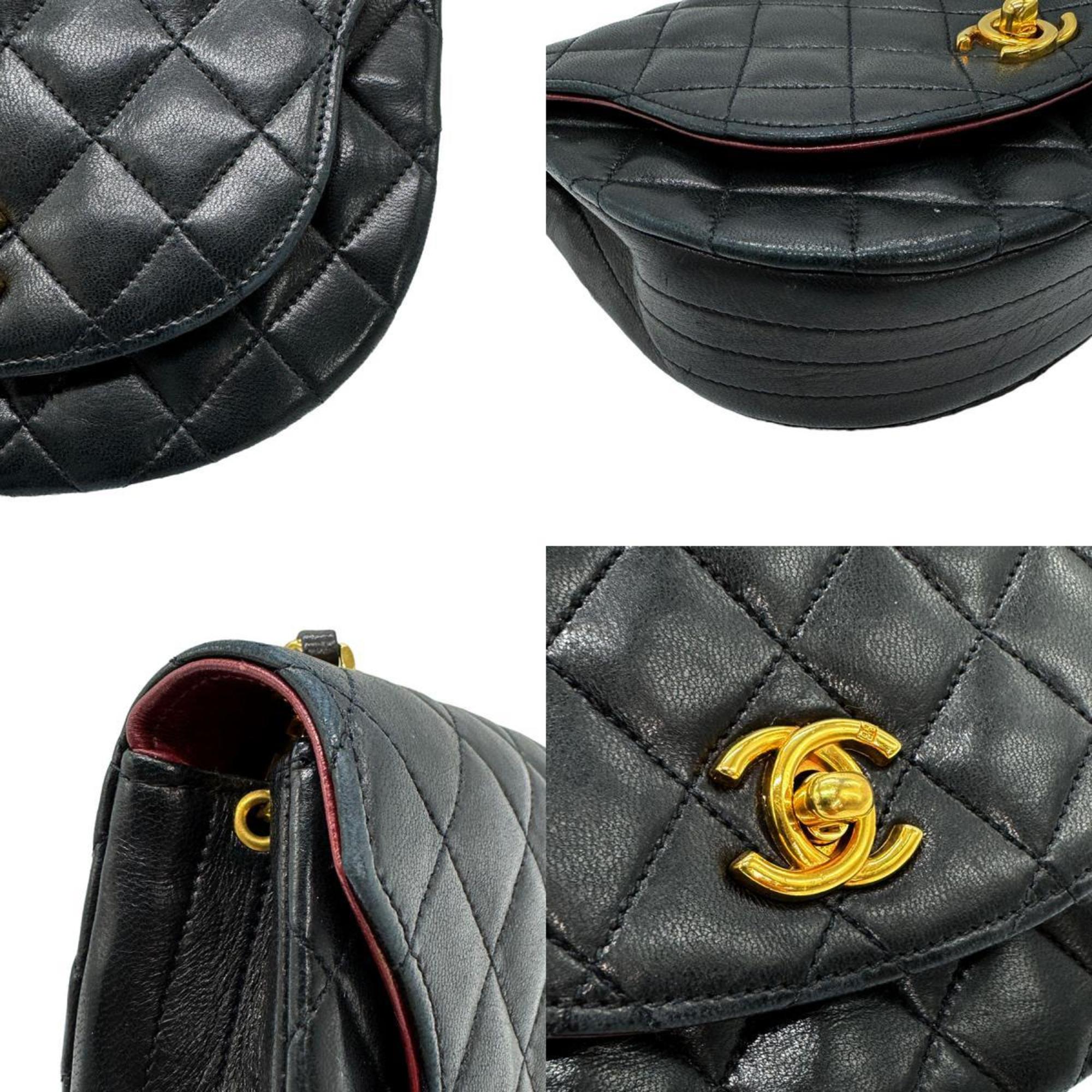 CHANEL Shoulder Bag Matelasse Leather/Metal Black/Gold Women's z0602