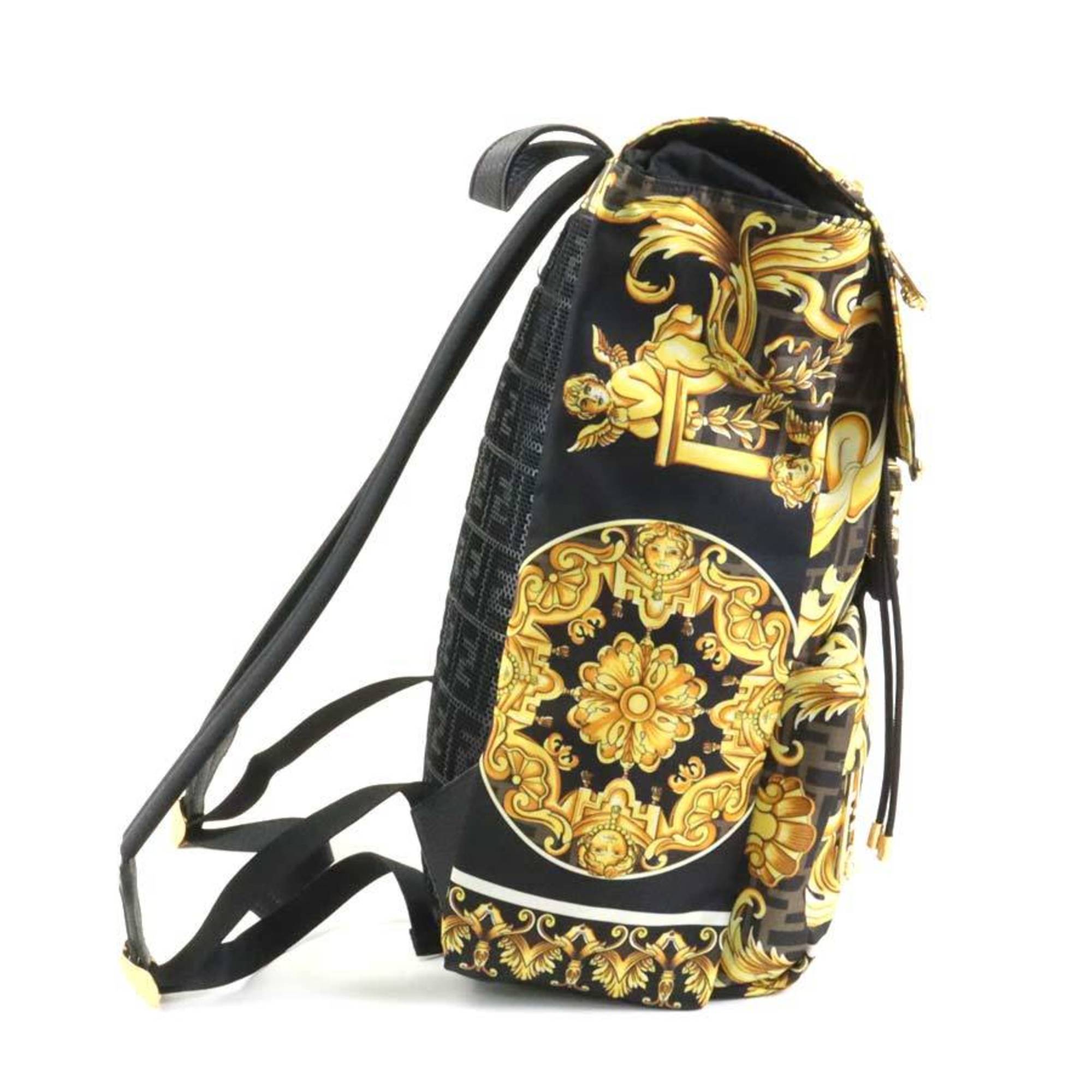 FENDI x VERSACE Fendi Versace Backpack Fendace Nylon Black Yellow Men's 7VZ066-AITI 99800k