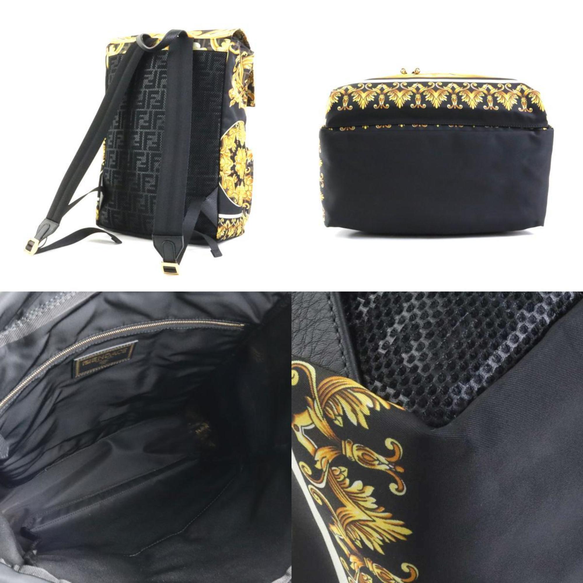 FENDI x VERSACE Fendi Versace Backpack Fendace Nylon Black Yellow Men's 7VZ066-AITI 99800k