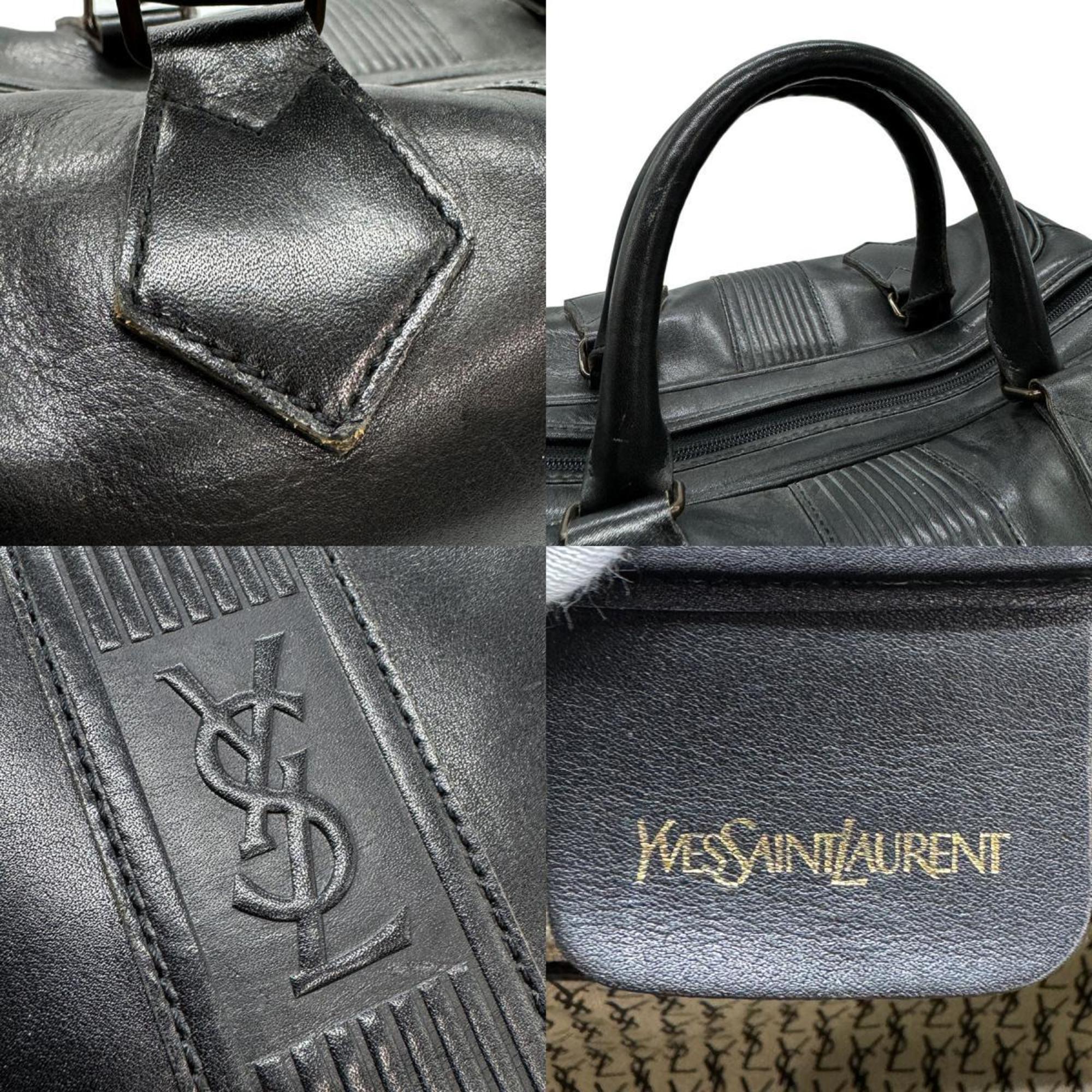 Yves Saint Laurent Boston bag, handbag, leather, black, unisex, z0657