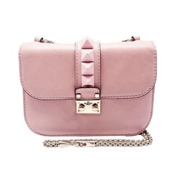Valentino Garavani Shoulder Bag Leather/Metal Pink/Gold Women's z0483