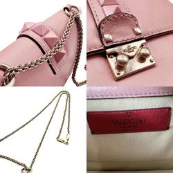 Valentino Garavani Shoulder Bag Leather/Metal Pink/Gold Women's z0483
