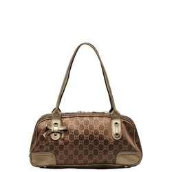 Gucci GG Canvas Princess Handbag Shoulder Bag 161720 Brown Gold Leather Women's GUCCI