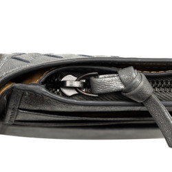 Bottega Veneta Intrecciato Bi-fold Wallet Compact Silver Leather Women's BOTTEGAVENETA