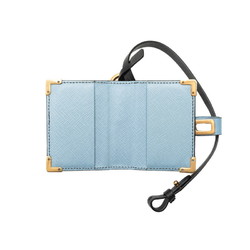 Prada Studded Bag Charm Book Shape Motif Memo Pad Light Blue Navy Leather Women's PRADA
