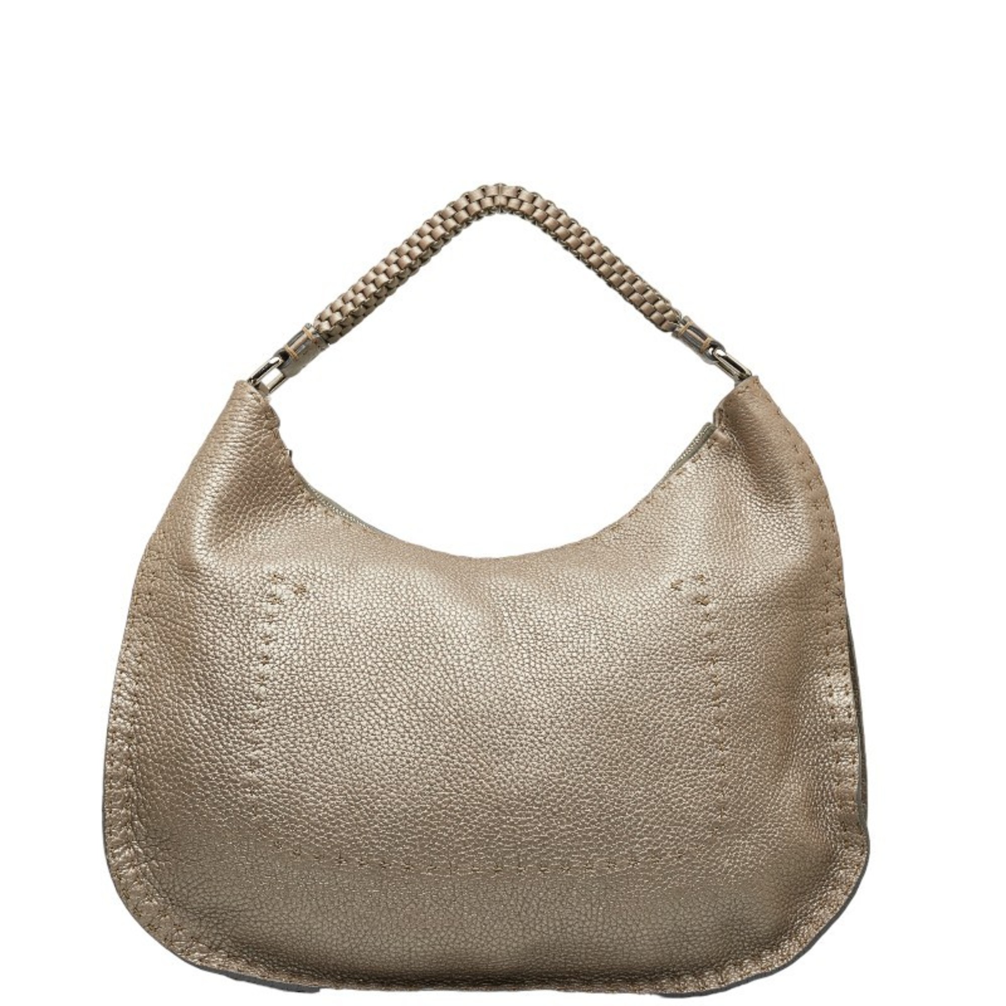 FENDI Selleria shoulder bag metallic grey leather women's