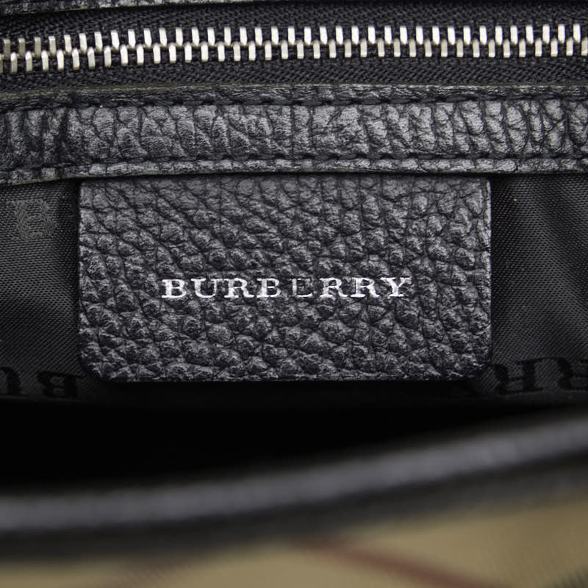 Burberry Nova Check Handbag Tote Bag Black Canvas Leather Women's BURBERRY