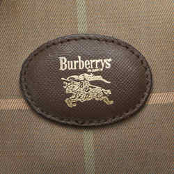 Burberry Check Boston Bag Travel Khaki Brown Canvas Leather Women's BURBERRY