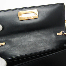 Salvatore Ferragamo Gancini AQ-217234 Women's Leather Shoulder Bag Black