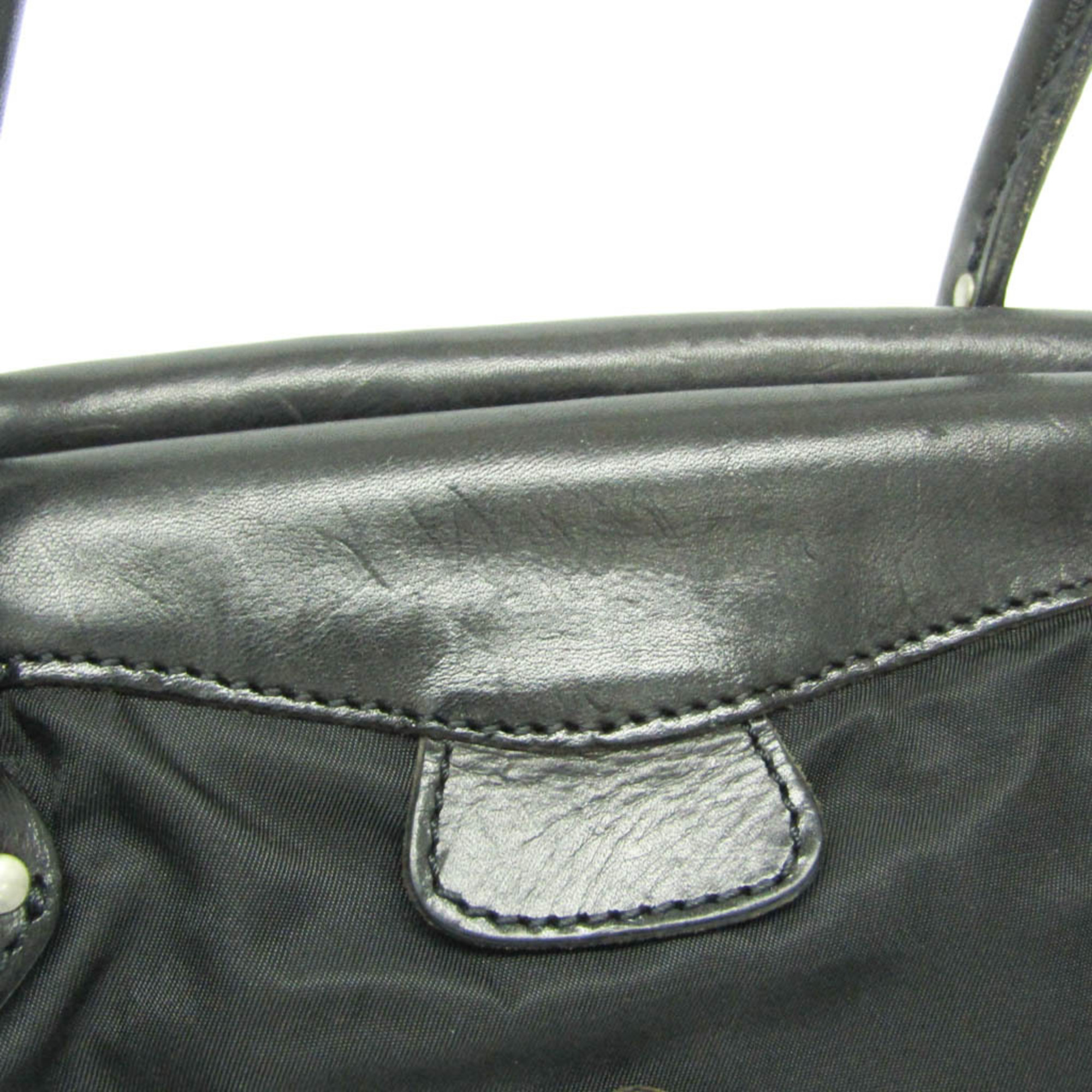 Felisi Women's Leather,Nylon Tote Bag Black