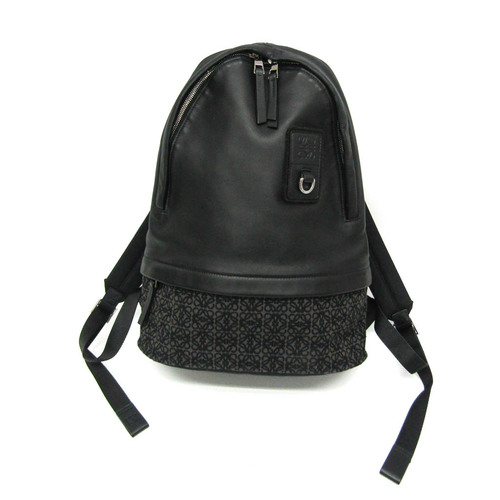 Loewe Round Slim Anagram B926R17X02 Women,Men Leather,Jacquard Backpack Black