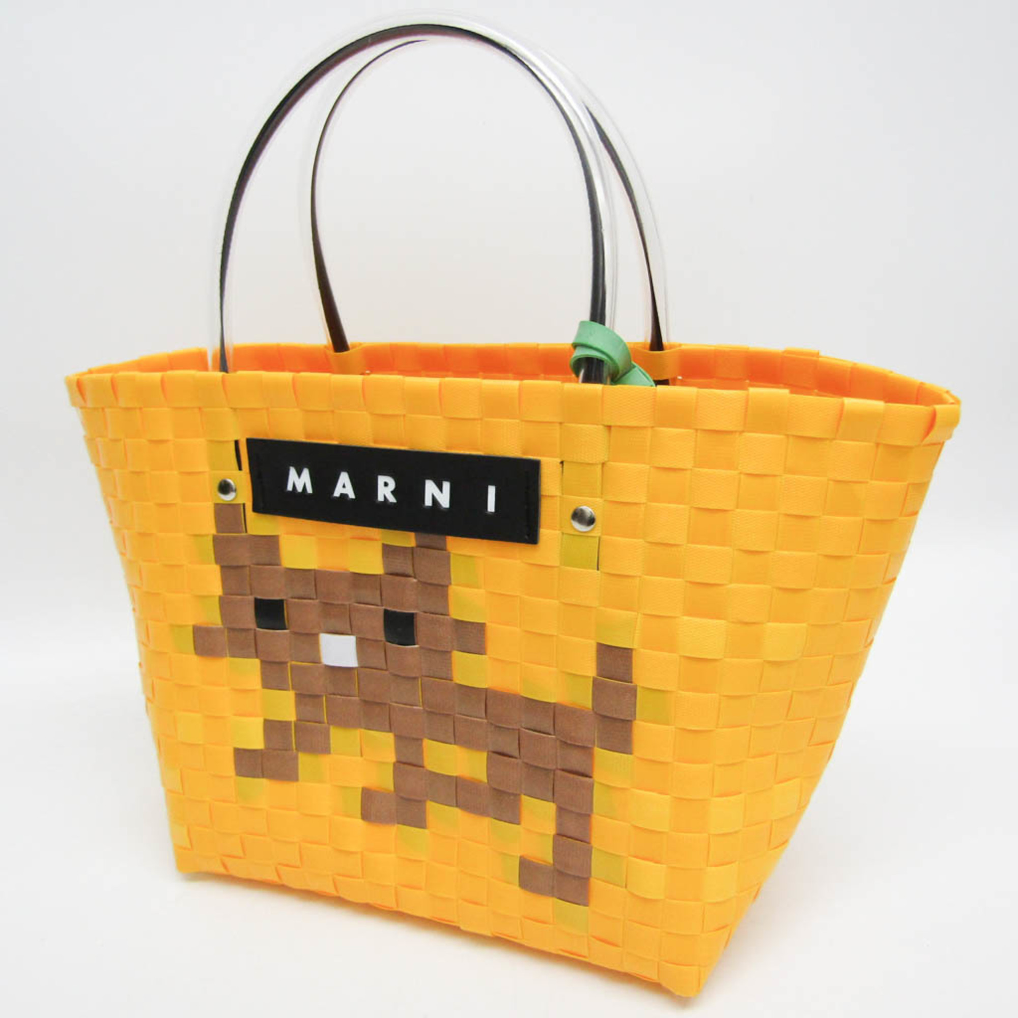 Marni Animal Basket Cat Women's Polypropylene Handbag Brown,Yellow