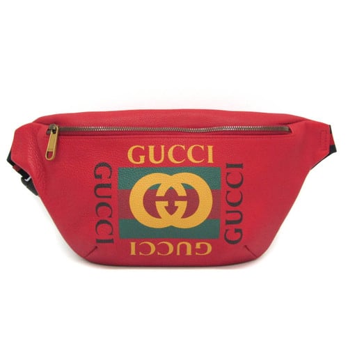 Gucci Logo Print 530412 Women,Men Leather Fanny Pack,Sling Bag Multi-color,Red Color