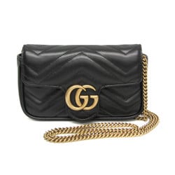 Gucci GG Marmont Quilted Leather Super Mini Bag 476433 Women's Leather Shoulder Bag Black