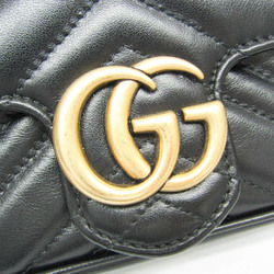 Gucci GG Marmont Quilted Leather Super Mini Bag 476433 Women's Leather Shoulder Bag Black