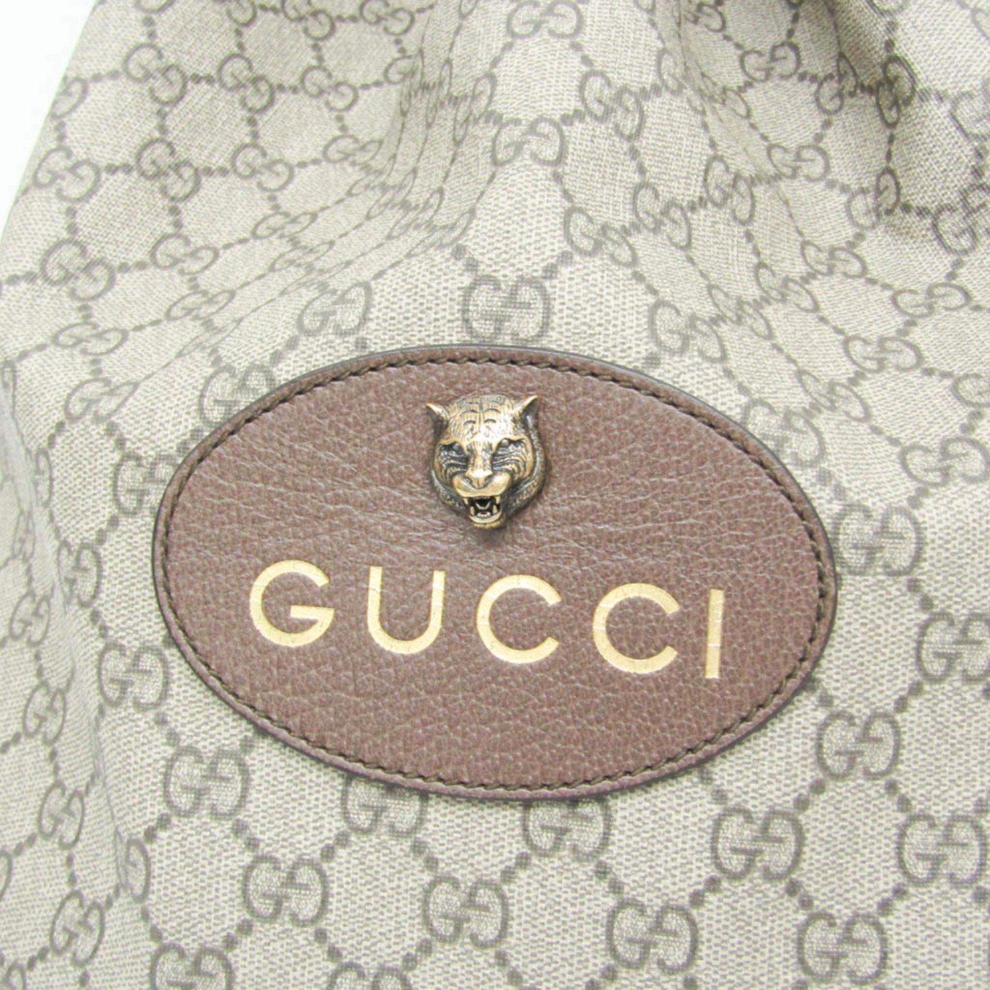 Gucci Drawstring 473872 Women,Men GG Supreme,Leather Backpack Beige,Dark Brown,Yellow