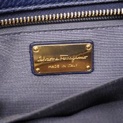 Salvatore Ferragamo Tote Bag Gancini Leather Navy Women's