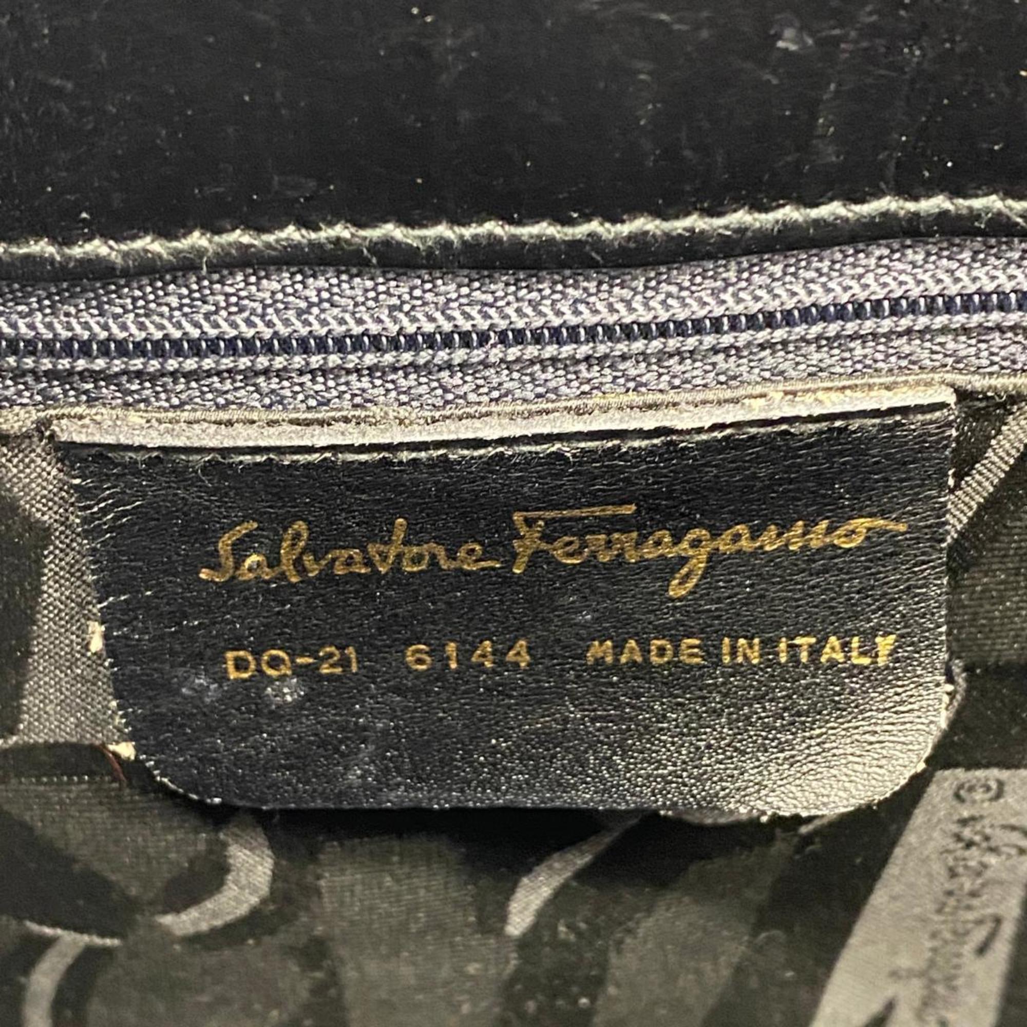 Salvatore Ferragamo Shoulder Bag Leather Black Women's