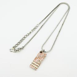 Christian Dior Necklace Trotter Plate Square Metal Silver White Pink Women's