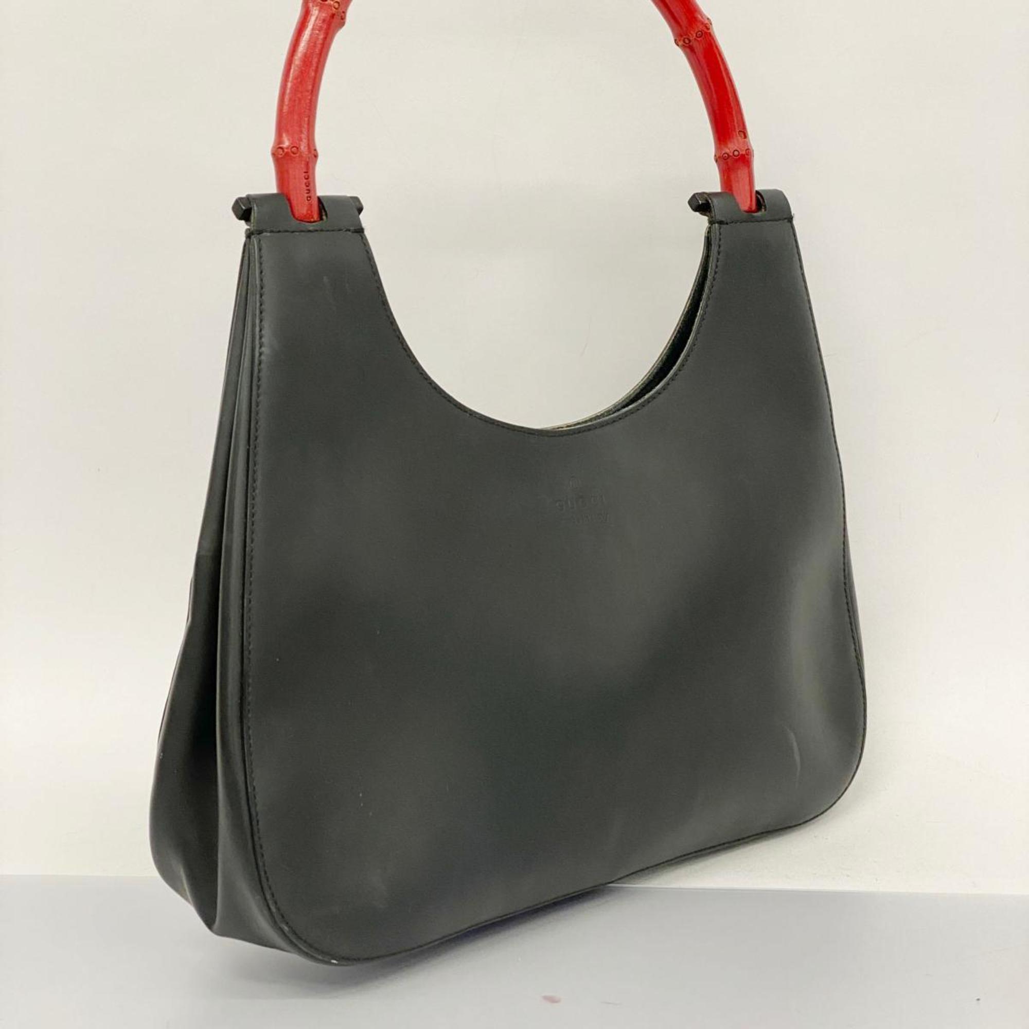 Gucci Shoulder Bag Bamboo Hobo 001 3739 Leather Black Women's