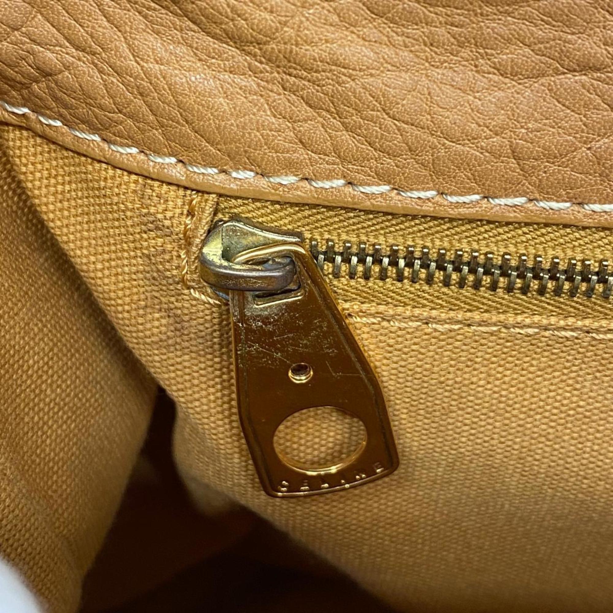 Celine handbag leather beige ladies