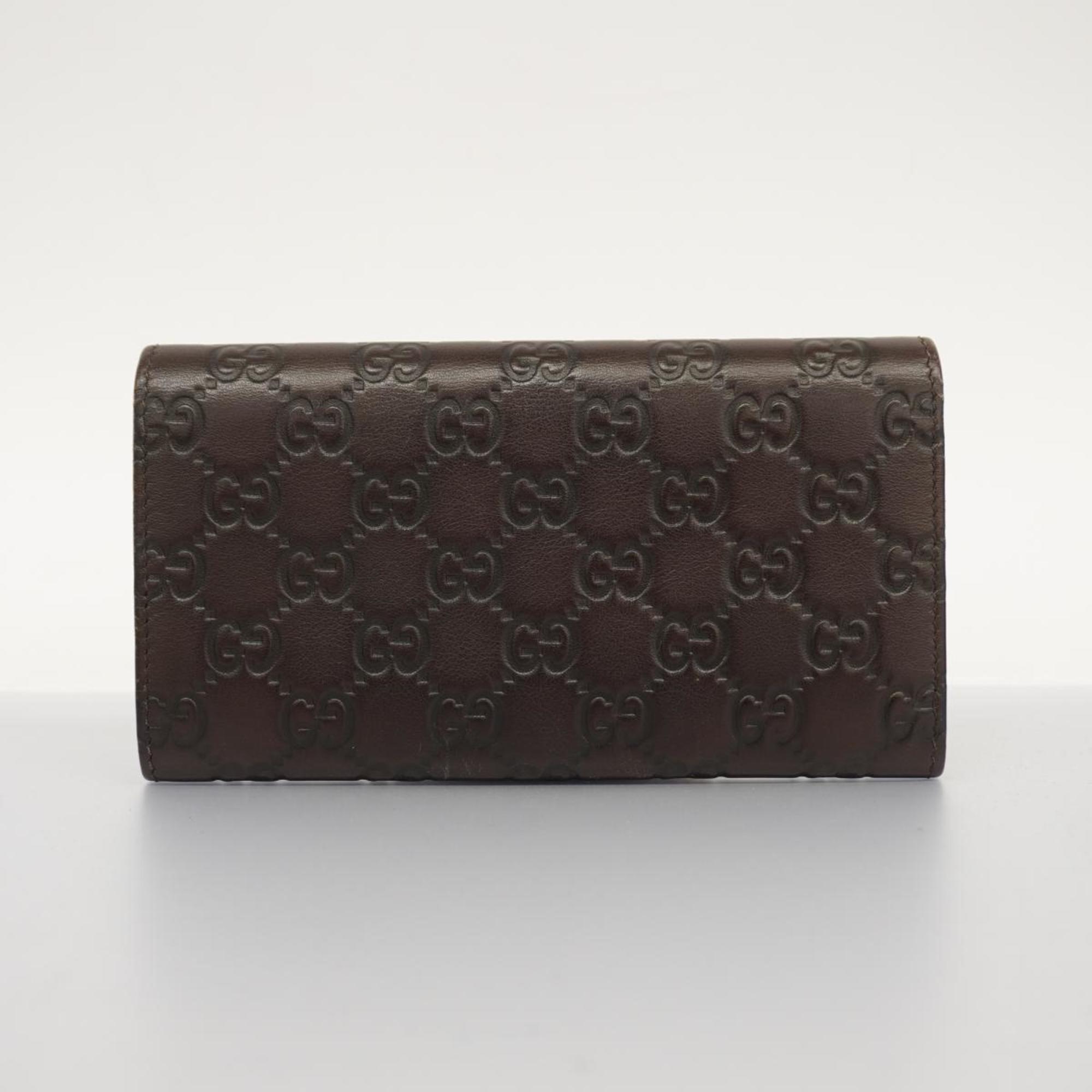 Gucci Long Wallet Guccissima 244946 Leather Brown Men's Women's