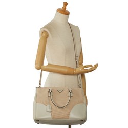 Prada Canapa B1801K Women's Canapa Handbag,Shoulder Bag Beige,White
