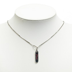 Christian Dior Dior Plate Venetian Chain Necklace Silver Red Stainless Steel Women's
