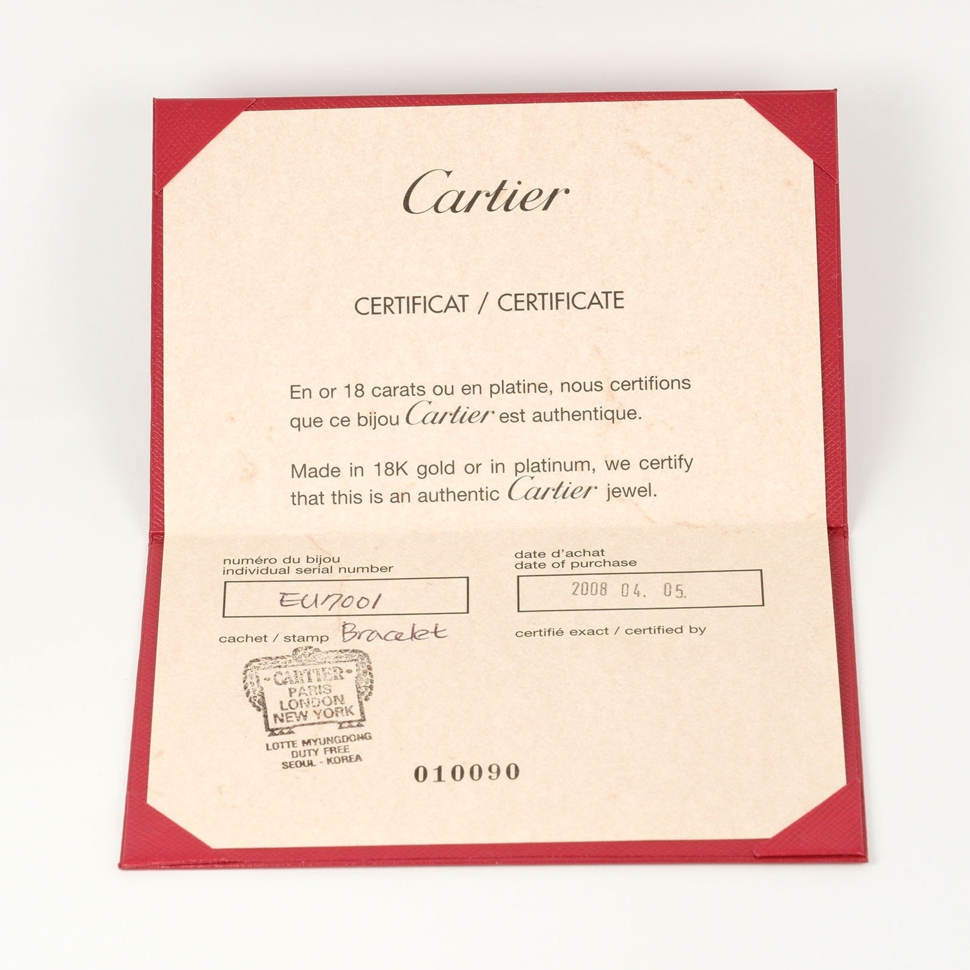 Cartier Baby Love Bracelet, 15.5cm wrist, K18 WG, white gold, approx. 4.06g, I132124050