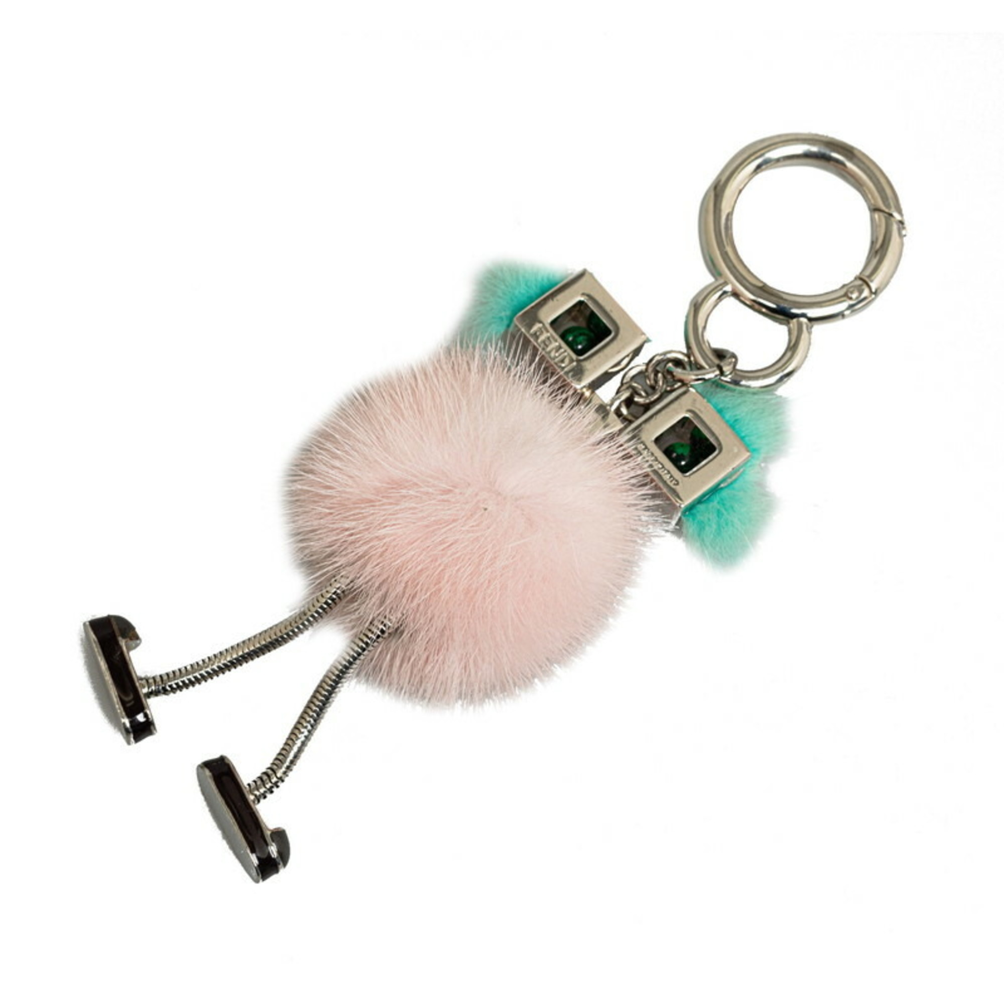 FENDI Monster Bugs Keychain Bag Charm Pink Multicolor Fur Women's