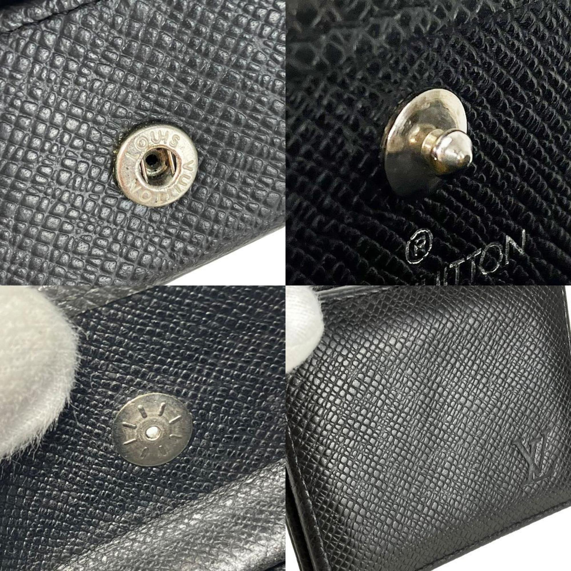 Louis Vuitton Wallets & Coin Cases Porte Monnaie Boite M30382 Taiga Ardoise Black Compact Accessory Purse Women Men LOUIS VUITTON